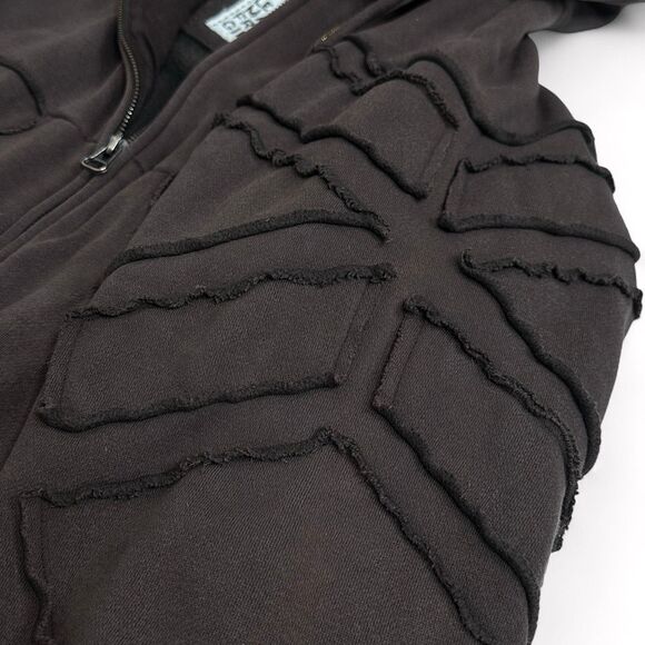 Y2K Marithé + François Girbaud Sample Brown Deconstructed Zip Hoodie L Rare - Picture 13 of 13